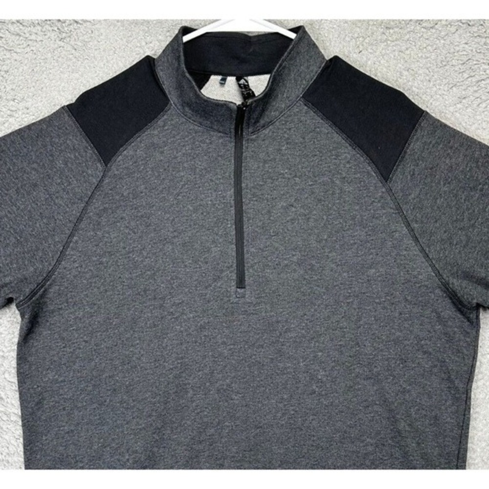 Adidas Pullover Shirt Mens Large Grey Quarter Zip Long Sleeve Activewear Stretch